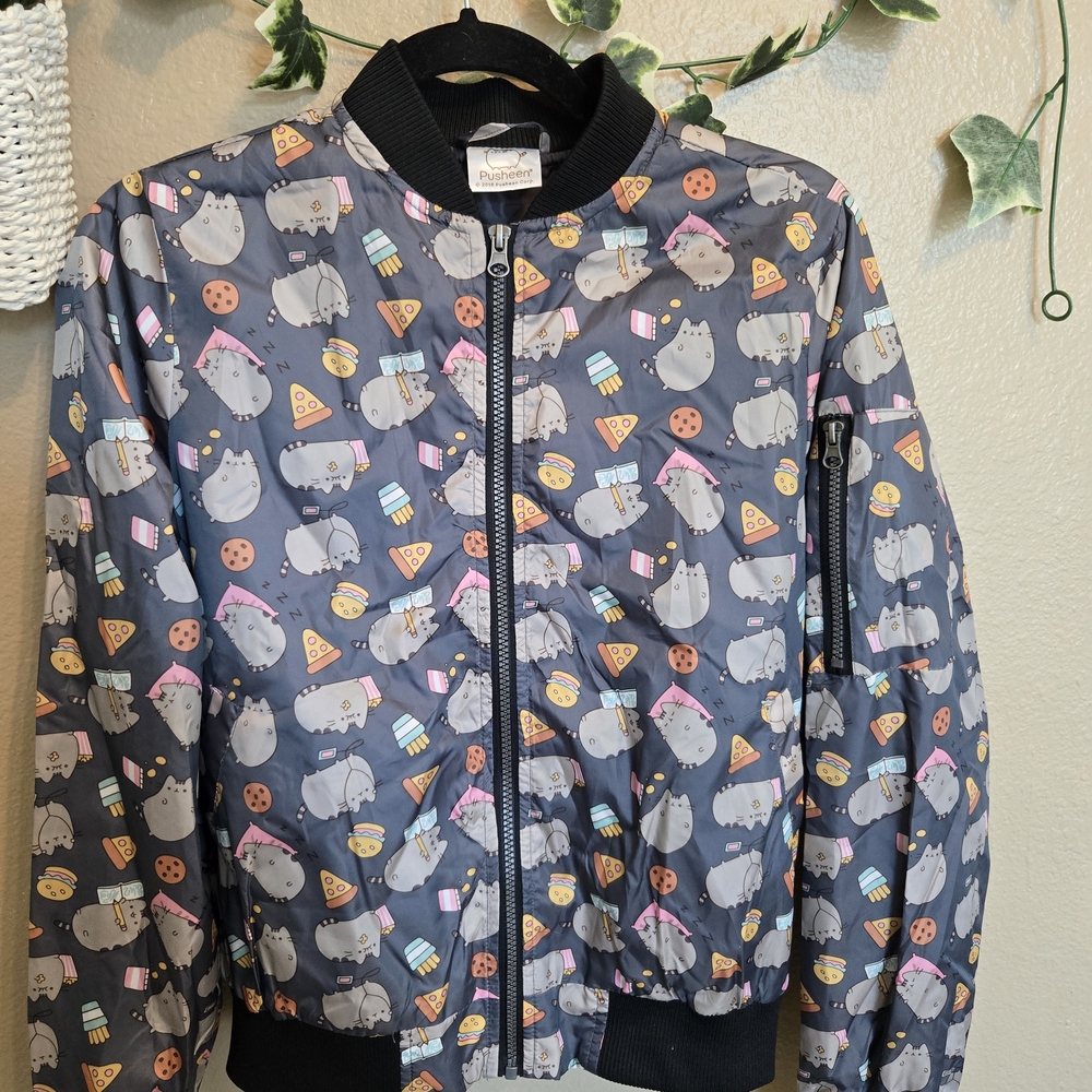 Pusheen Kids Gray Puffer Jacket with Fun Print